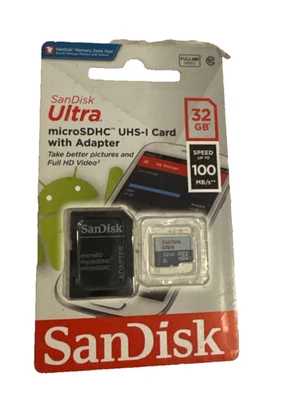 SanDisk Ultra 32GB MicroSDHC UHS-I Card with Adapter New In Package - Image 1 of 2