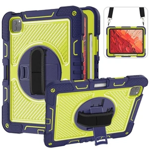 Shockproof Rugged Heavy Duty Armor Case Cover Hand Strap For All iPad Models - Picture 1 of 56