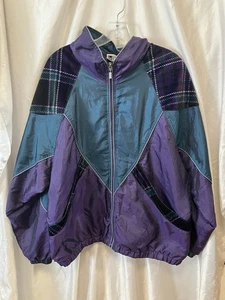 Womens Vintage 90s Outbrook Purple And Teal Windbreaker Jacket Sz L - Picture 1 of 5