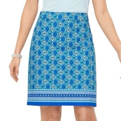 Falda Talbots Lona Línea A Pequeños Medallones Azul Talla 4 Preppy Vacaciones Playadas Foto 1 de 4