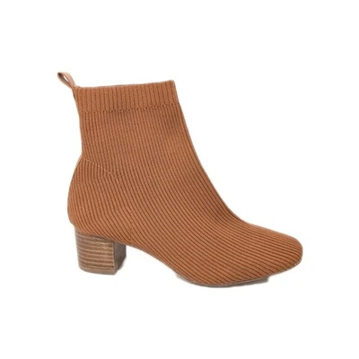 Joie Neely Boots sz 7.5 Ribbed Knit Booties Women Block Heel pull on camel - Image 1 of 4