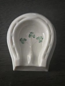Belleek Ireland Shamrock Horseshoe Ashtray Gold Mark Porcelain Vintage 4.5" - Picture 1 of 7