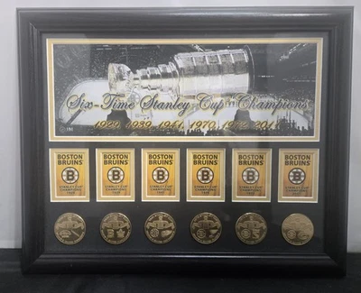 Boston Bruins 6 veces campeones de la Copa Stanley enmarcados con monedas 16x13 Foto 1 de 4
