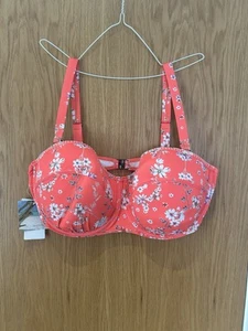 Sunseeker Padded Underwired Bikini Top Orange Floral GK481 UK22F - Picture 1 of 4