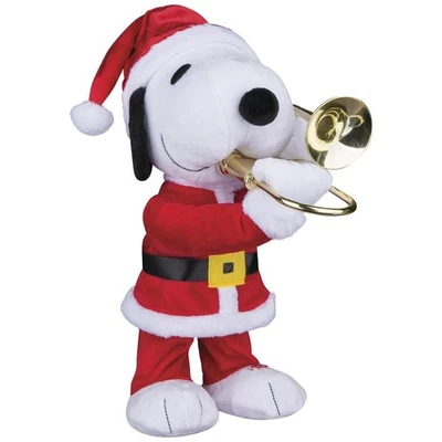 12" Animado Musical Santa Snoopy con Trombón Peluche Navidad Mesa Decoración Foto 1 de 4