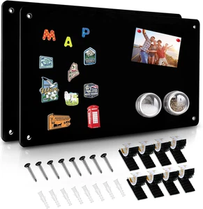 2 Pack Black Magnetic Bulletin Board, 17.5" X 11.4" for Notes and Photos - Picture 1 of 12