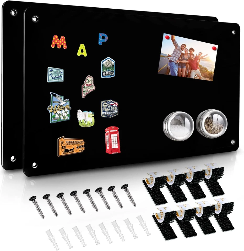 2 Pack Black Magnetic Bulletin Board, 17.5" X 11.4" for Notes and Photos - Image 1 of 4