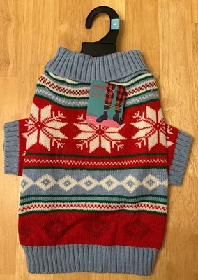 Merry Makings Blue Fairisle Dog Sweater, M - Image 1 of 4