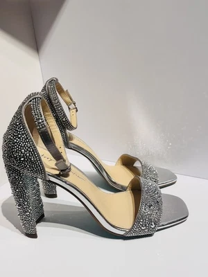 Sandália de Salto Azul por Betsey Johnson Feminina SB-RINA Prata 1203 EUA 8M - Imagem 1 de 4