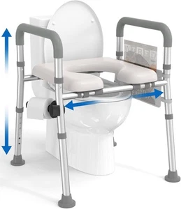 Homland Raised Toilet Seat with Handles, Adjustable Height & Width, Up To 400lbs - Picture 1 of 6
