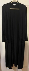 Johnny Was Calme Long Duster Open Cardigan Black Size Large  - Picture 1 of 10