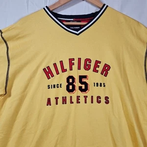 Vintage 1990s Tommy Hilfiger Athletics Yellow & Blue Jersey Shirt Size L Y2K  - Bild 1 von 8
