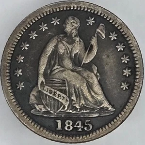 1845 XF+ Seated Liberty Half Dime Type 3 (Stars on Obv) - Picture 1 of 2