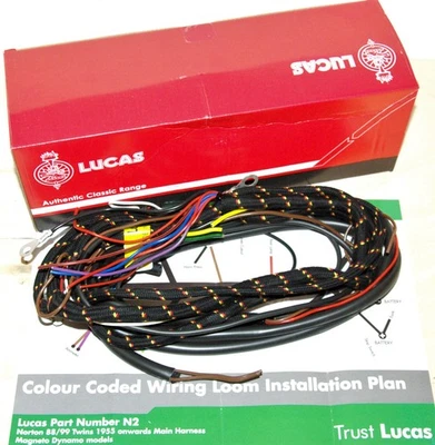 LU839101 Kabelbaum Wiring Harness braided Triumph Cub T20 Distributer LUCAS - Image 1 of 3