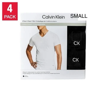 Calvin Klein 4er Pack V Neck T-Shirt Herren S Schwarz Kurzarm Baumwolle Classic NEU - Bild 1 von 11