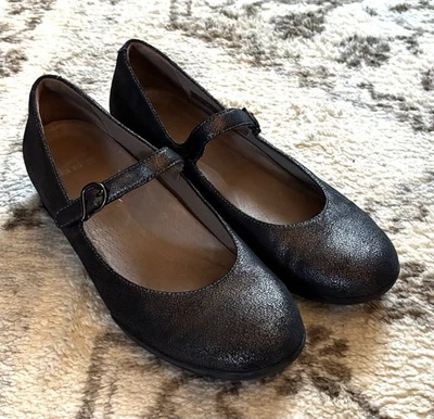 Dansko Womens Kaelyn Graphite Metallic Leather Mary Jane Comfort Shoes Flats  9 - Image 1 of 4