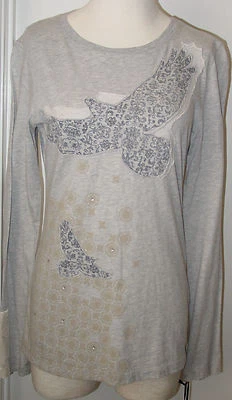 Camiseta para mujer Top gris jaspeado For Love Liberty Free Bird adornada pequeña  Foto 1 de 4