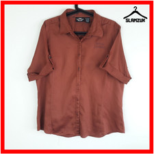 Harley Davidson Shirt Brown Medium M Short Sleeves Button Down Vintage Official