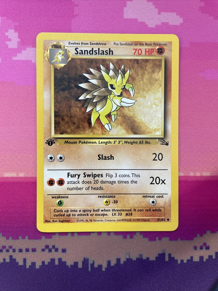 Pokemon Card Sandslash Fossil 1st Edition Uncommon 41/62 Near Mint - Image 1 of 2