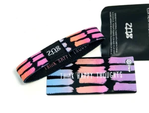 ZOX *THINK HAPPY THOUGHTS SS* Silver Single med mystery pack Wristband w/Card - Picture 1 of 3