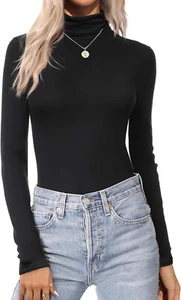 Ekouaer Women's Turtleneck Long Sleeve Shirts Lightweight Base Layer Solid Slim - Picture 1 of 1