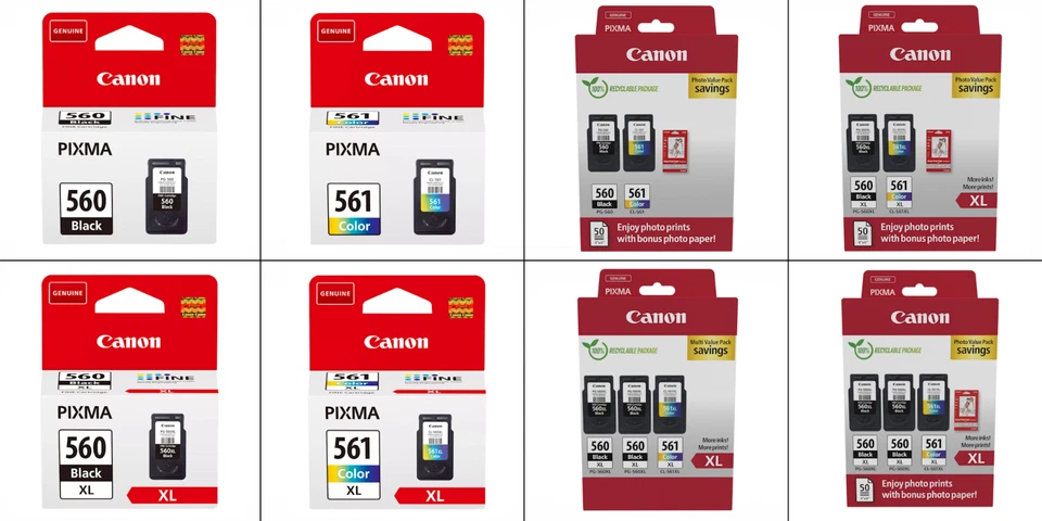Canon PG560 CL561 PG560XL CL561XL Ink Cartridges For PIXMA TS7451i Printer - Image 1 of 1