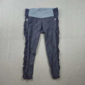 Lululemon Cropped Ruffle Leggings Zip Pocket Womens 6 Stretch Gym Run Workout - Picture 1 of 7
