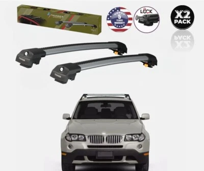Anti‑Theft Aluminum Roof Racks Cross Bars Gray Fits BMW X3 E83 2004‑2010 - Image 1 of 4
