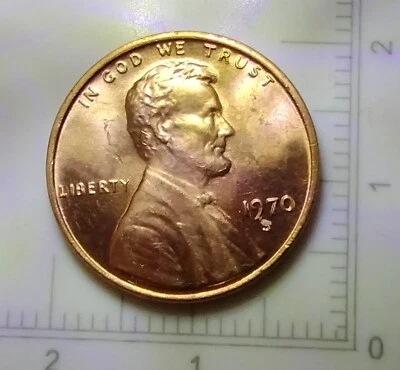 1970 S LINCOLN MEMORIAL PENNY UNCIRCULATED LARGE DATE LOW 7 WEAK LIBERTY. "L70SL - Image 1 of 4