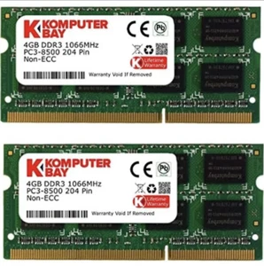 Komputerbay 8GB (2X 4GB) RAM memory modules DDR3 (204 pin)1066Mhz PC3 8500 4 GB - Picture 1 of 3