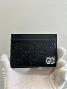 Nuevo Auténtico Gucci Micro Jumbo Negro Rojo Verde Cuero Tarjetero GG - Imagen 1 de 3