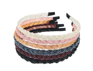 6 Pieces Beaded Headbands Sparkly Crystal Beaded Hair Hoop Hairbands Multiple Co - Picture 1 of 12