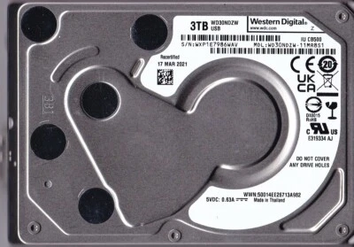 WD30NDZW-11MR8S1 s/n: WXP1E7  Thailand MAR / 2021  3TB USB 3.0 2.5" HDD B11-02 - Image 1 of 4