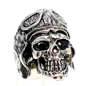 Biker Ring massiv Totenkopf Skull Schädel schwarze Augen 925er Silber Gr.63 - Bild 1 von 5