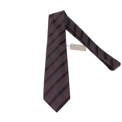 Corbata Tom Ford Nueva con Etiquetas en Marrón/Azul Marino con Rayas Negras 100% Seda Hecha en Italia Foto 1 de 4