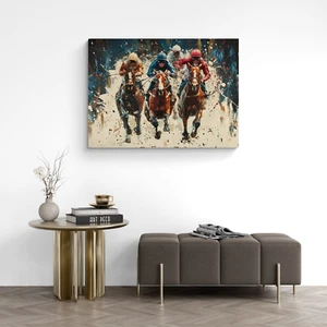 Horse Racing Canvas Picture Print Wall Art - Picture 1 of 8