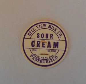Vintage Bottle Cap Cardboard Insert Bell View Milk Co SOUR CREAM Pasteurized - Picture 1 of 4
