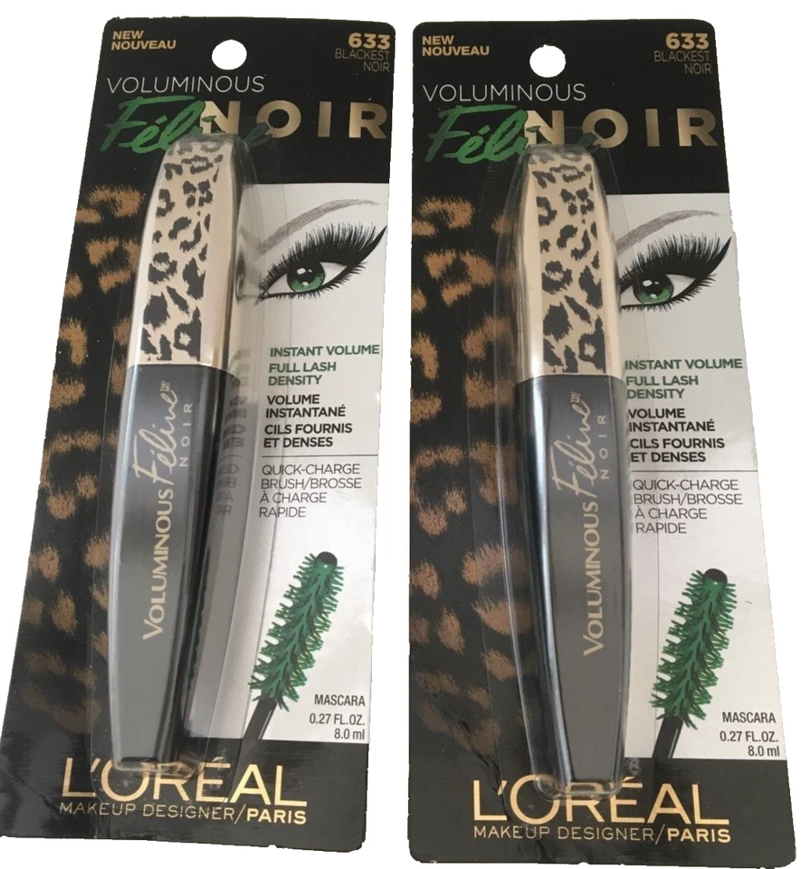 L'Oreal Paris Voluminous Feline Mascara 633 Blackest- Bundle of #2 FREE SHIPPING - Image 1 of 1