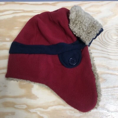 Winter Trapper Hat Baby Gap Boys Kids Red Blue Fleece S/M 2-3 A1 - Image 1 of 4