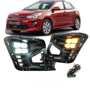For KIA RIO 2021-2023 LED Front DRL Daytime Running Light Fog Lamps Turn Signal - Picture 1 of 5