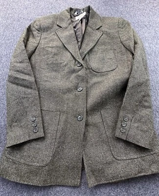 Vintage Talbots Blazer Women 4P Green Flecked Wool Silk Blend Pocket Suit Jacket - Image 1 of 4