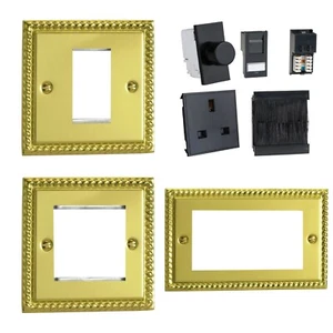 Varilight Georgian Polished Brass Euro Data Plate & Black DataGrid Module Insert - Picture 1 of 30