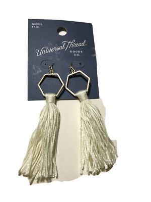 Auténticos NUEVO Pendientes Universal Thread Co. Hexágonos Crema Borla Sin Níquel Foto 1 de 4