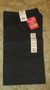 Dickies Girl's Jr Flat Front Bermuda Short Sz 1 Stretch Fabric Black Pants 28x13 - Picture 1 of 11