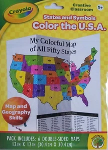 Crayola Color the USA States & Symbols Coloring Maps Age 5+, 6 Double-Sided - Picture 1 of 2