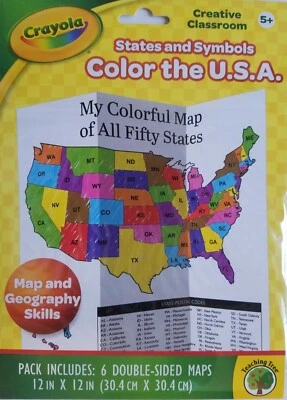 Crayola Color Estados y Símbolos de EE. UU. Mapas para Colorear Edad 5+, 6 Doble Cara Foto 1 de 2