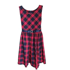 Bonnie Jean Girls Sleeveless Dress Red Blue Tartan Plaid Size 8 Christmas Formal - Picture 1 of 10