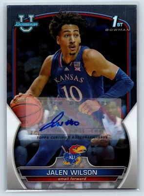 Jalen Wilson 2022-23 Bowman University Chrome Prospect Autographs Kansas  #67 - Image 1 of 2