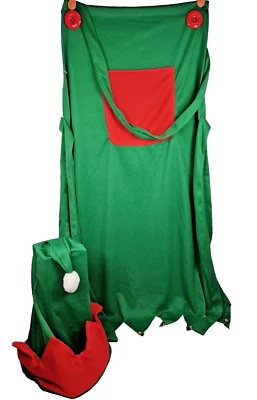 Disfraz de Elfo Adulto Delantal y Sombrero Rojo Verde con Campanas Talla Única Foto 1 de 4