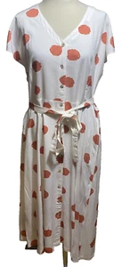 Adini viscose modal dress cap sleeve V neck button thro waisted pockets Size L - Picture 1 of 4